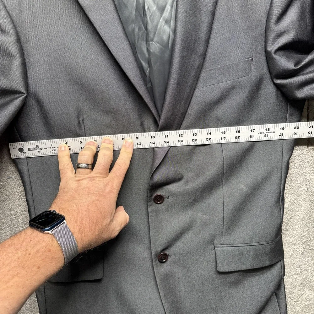 John Varvatos Gray Blazer Men's 44L‎ Premium Tailored Single Needle Two Button